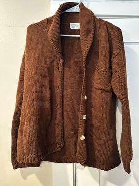 Sears Chest-Pocket Shawl Collar Cardigan - Brown
